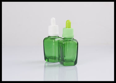 Cina Botol Penetes Kaca Minyak Esensial 30ml Botol Kosmetik Amber Square Green pemasok