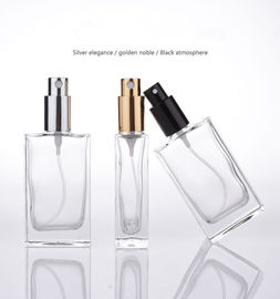 Cina Botol Semprot Parfum Kaca Persegi Datar Pompa Metalik Kapasitas 50ml Dapat Diisi Ulang pemasok