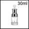 Kaca Transparan Botol Kosmetik Perak Bahu Kerah Putih Bulp Dropper Botol Minyak Esensial pemasok